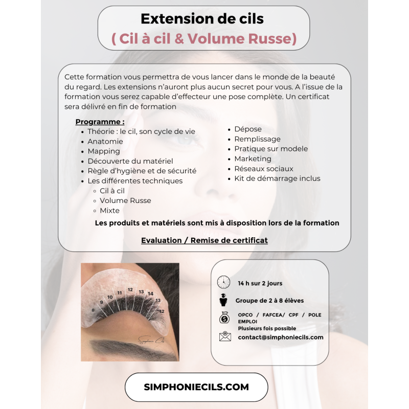 Simphonie Cils - Formation Cil à Cil & Volume Russe Kit inclus
