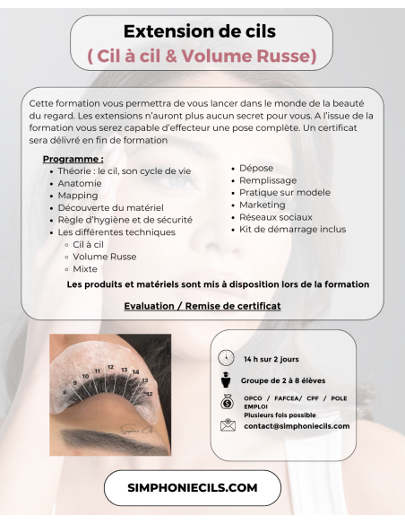 Simphonie Cils - Formation Cil à Cil & Volume Russe Kit inclus